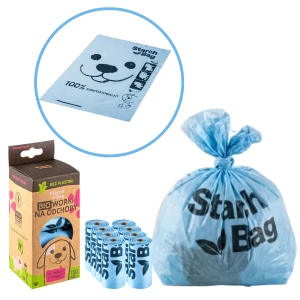 STARCHBAG Kompostowalne BIOworki na Odchody ECO ZESTAW 8 rolek 120szt. NIEBIESKIE