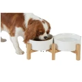 Zolux Miski Ceramiczne na Bambusowym Stojaku KERAMO DUO Białe KOMPLET 2x700ml