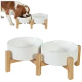 Zolux Miski Ceramiczne na Bambusowym Stojaku KERAMO DUO Białe KOMPLET 2x300ml