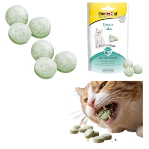GimCat Denta Tabs Pastylki Kuleczki na Higiene Jamy Ustnej u Kota Usuwają Kamień 40g