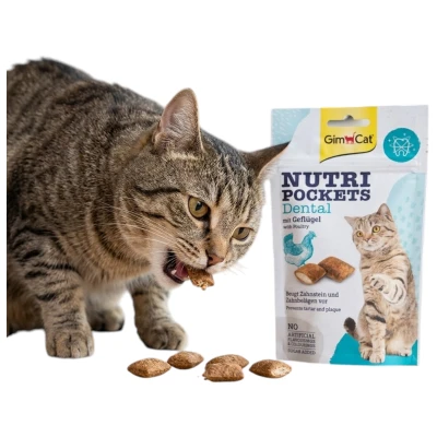 GimCat Nutri Pockets DENTAL Przysmak Smaczek Przekąska dla Kota Poduszeczki z Nadzieniem Zdrowe Zęby