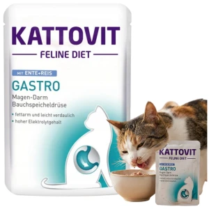 Kattovit Gastro Karma dla Kotów z Kaczką i Ryżem Wspomaga Układ Pokarmowy 85g