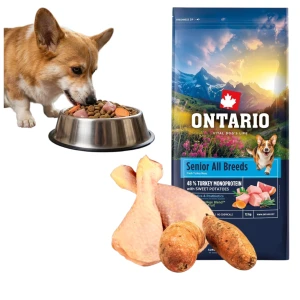 ONTARIO SENIOR ALL BREADS MONO TURKEY&POTATOES 12KG Karma Monoproteinowa dla Starszych Psów Wszystkich Ras z Indykiem i Słodkim Ziemniakiem