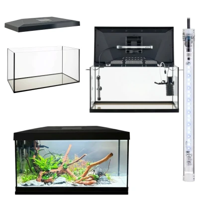 Kompletny Zestaw Akwariowy AQUOS AQUA PLAY 60 CZARNY 54L + Filtr Grzałka Oświetlenie LED do Domu i Biura
