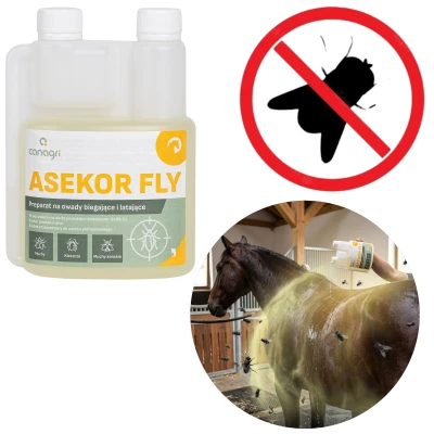 ASEKOR FLY Preparat na Owady Latające i Biegające dla KONI Bezbarwny 600 ml
