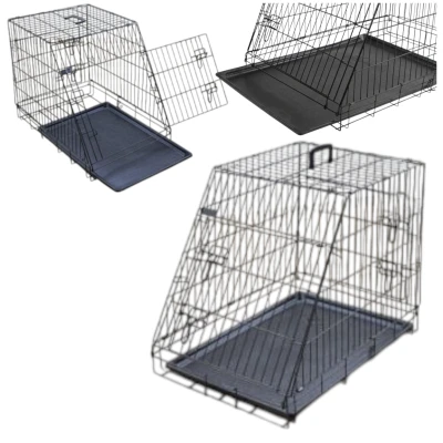 Kerbl Metalowa Klatka Kennelowa 2-drzwiowa dla Psa Trapezowa Skośna Ścięta 107x74x85cm