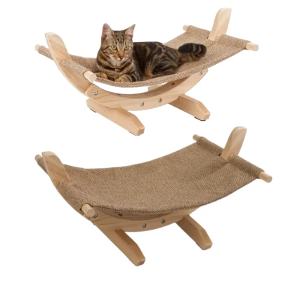 Kerbl Hamak Legowisko Posłanie dla Kota Siesta 2.0 Drewno Eco 61x37x29cm Beż