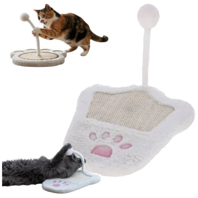 Kerbl Drapak Dla Kota Mata do Drapania Paw Łapka z Piłeczką na Słupku 36cm Biało-Różowy