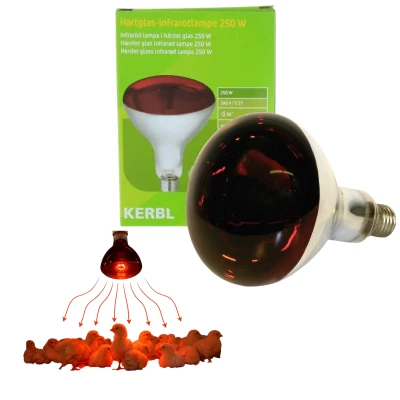 Kerbl Żarówka Promiennik Podczerwieni 250W Czerwona do Hodowli Trzody Drobiu Odchowalnika