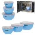 Kerbl Zestaw 3 Miski ze Stali Nierdzewnej z Pokrywkami dla Psa Kota na Wyjazd 550ml 900ml 1200ml