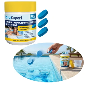 bluExpert Tabletki Multifunkcyjne Chlor do Basenu Dezynfekuje i Klaruje Wodę 400g na 80000l