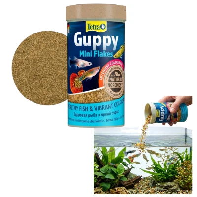 Tetra Guppy Mini Flakes 250ml Pokarm Drobne Płatki Ryby Żyworodne
