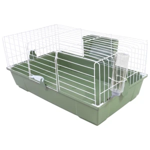 AquosPlast Kavia 80 PLUS Duża i Komfortowa Klatka Dla Kawii Świnki Morskiej 80x46x36cm + PAŚNIK + MISECZKA + POIDŁO Oliwkowa