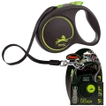 Wytrzymała Smycz Automatyczna Zielona Flexi Black Design L Tape Taśma 5m Dla Psa do 50kg