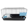 AquosPlast Królik PREMIUM 100 Duża Klatka z Wyposażeniem Dla Królika Świnki Morskiej 100x55x51cm + PAŚNIK + POIDEŁKO + DOMEK Czarno-Niebieska