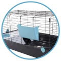 AquosPlast Królik PREMIUM 100 Duża Klatka z Wyposażeniem Dla Królika Świnki Morskiej 100x55x51cm + PAŚNIK + POIDEŁKO + DOMEK Czarno-Niebieska