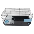 AquosPlast Królik PREMIUM 100 Duża Klatka z Wyposażeniem Dla Królika Świnki Morskiej 100x55x51cm + PAŚNIK + POIDEŁKO + DOMEK Czarno-Niebieska