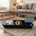 AquosPlast Królik PREMIUM 100 Duża Klatka z Wyposażeniem Dla Królika Świnki Morskiej 100x55x51cm + PAŚNIK + POIDEŁKO + DOMEK Czarno-Niebieska