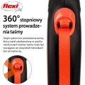 FLEXI SMYCZ DLA PSA AUTOMATYCZNA TAŚMA S 5M Do 15 kg NEON Pomarańczowa