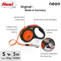 FLEXI SMYCZ DLA PSA AUTOMATYCZNA TAŚMA S 5M Do 15 kg NEON Pomarańczowa