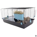 AquosPlast Królik PREMIUM 100 Duża Klatka z Wyposażeniem Dla Królika Świnki Morskiej 100x55x51cm + PAŚNIK + POIDEŁKO + DOMEK Czarno-Niebieska