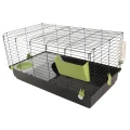 AquosPlast Królik PREMIUM 100 Duża Klatka z Wyposażeniem Dla Królika Świnki Morskiej 100x55x51cm + PAŚNIK + POIDEŁKO + DOMEK Czarno-Zielona