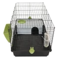 AquosPlast Królik PREMIUM 100 Duża Klatka z Wyposażeniem Dla Królika Świnki Morskiej 100x55x51cm + PAŚNIK + POIDEŁKO + DOMEK Czarno-Zielona