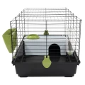 AquosPlast Królik PREMIUM 100 Duża Klatka z Wyposażeniem Dla Królika Świnki Morskiej 100x55x51cm + PAŚNIK + POIDEŁKO + DOMEK Czarno-Zielona