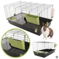 AquosPlast Królik PREMIUM 100 Duża Klatka z Wyposażeniem Dla Królika Świnki Morskiej 100x55x51cm + PAŚNIK + POIDEŁKO + DOMEK Czarno-Zielona