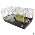 AquosPlast Królik PREMIUM 100 Duża Klatka z Wyposażeniem Dla Królika Świnki Morskiej 100x55x51cm + PAŚNIK + POIDEŁKO + DOMEK Czarno-Zielona