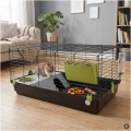 AquosPlast Królik PREMIUM 100 Duża Klatka z Wyposażeniem Dla Królika Świnki Morskiej 100x55x51cm + PAŚNIK + POIDEŁKO + DOMEK Czarno-Zielona