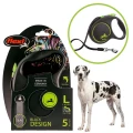 Wytrzymała Smycz Automatyczna Zielona Flexi Black Design L Tape Taśma 5m Dla Psa do 50kg