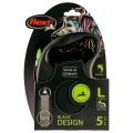 Wytrzymała Smycz Automatyczna Zielona Flexi Black Design L Tape Taśma 5m Dla Psa do 50kg