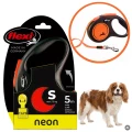 FLEXI SMYCZ DLA PSA AUTOMATYCZNA TAŚMA S 5M Do 15 kg NEON Pomarańczowa