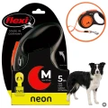 FLEXI SMYCZ DLA PSA AUTOMATYCZNA TAŚMA M 5M do 25KG Classic NEON Pomarańcz