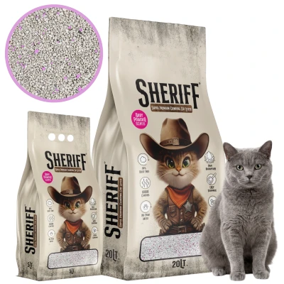 Sheriff Żwirek Bentonitowy Dla Kota Compact Zbrylający Baby Powder Zestaw 20L+5L