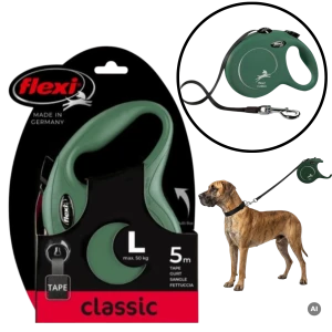 Flexi New Classic L Smycz Automatyczna Taśma 5m Oliwkowa BEZPIECZNA Do 50 kg