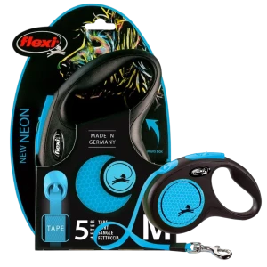 Smycz Dla Psa Do 15kg  Flexi New Neon S Niebieska Taśma 5m AUTOMATYCZNA MOCNA 