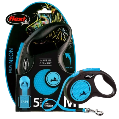 Smycz Dla Psa Do 15kg Flexi New Neon S Niebieska Taśma 5m AUTOMATYCZNA MOCNA
