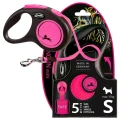 Smycz automatyczna Flexi New Neon S Różowa Taśma 5m Dla Psa do 15kg MOCNA Dla Psa Linka