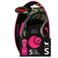 Smycz automatyczna Flexi New Neon S Różowa Taśma 5m Dla Psa do 15kg MOCNA Dla Psa Linka