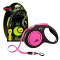 Smycz automatyczna Flexi New Neon S Różowa Taśma 5m Dla Psa do 15kg MOCNA Dla Psa Linka