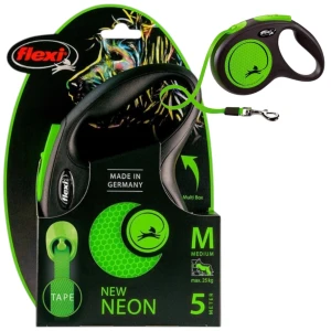 Smycz Dla Psa Flexi New Neon Zielona Automatyczna Taśma ODBLASKOWA 5m M 25kg