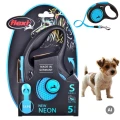 Smycz Dla Psa Do 15kg Flexi New Neon S Niebieska Taśma 5m AUTOMATYCZNA MOCNA