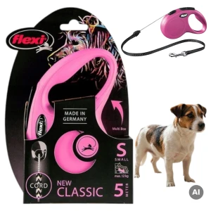 Smycz Dla Psa Flexi New Classic Różowa Automat Zwijana Linka S 5m  Dla Psa Do 12 kg MOCNA
